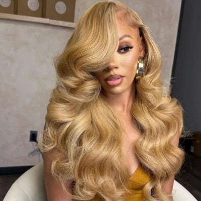 Honey Blonde Lace Front Wig Human Hair Body Wave 13x4 HD Lace Frontal Wigs Human Hair 250% Density - GeetaHair