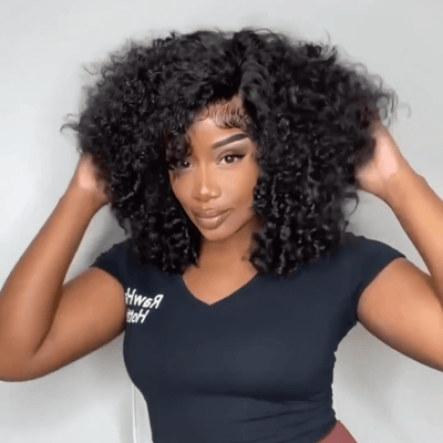Glueless Wigs Fluffy Short Curly Bob Wigs 13x4 Lace Front Human Hair Wig Pre Plucked 250% Density No Code Needed - GeetaHair