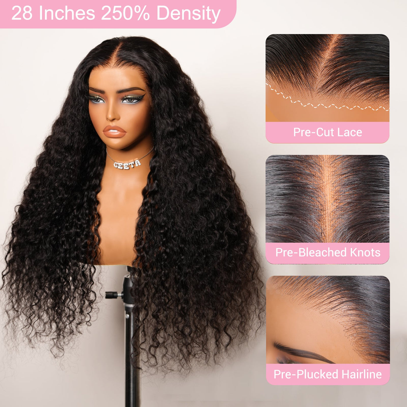 Geeta 13x4 Lace Front Raw Indian Glueless Wig Natural Wavy 300% Density Human Hair Wigs Pre Plucked - GeetaHair