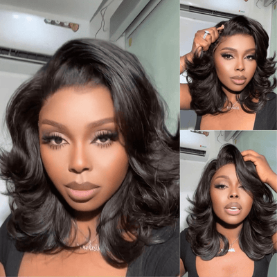 Short Wigs Body Wave Hair Glueless Lace Front Wigs 100% Real Human Hair Bob Wig 180%/250% Density - Geetahair - GeetaHair