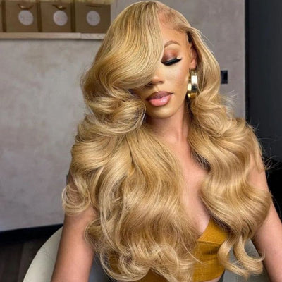 Honey Blonde Lace Front Wig Human Hair Body Wave 13x4 HD Lace Frontal Wigs Human Hair 250% Density - GeetaHair
