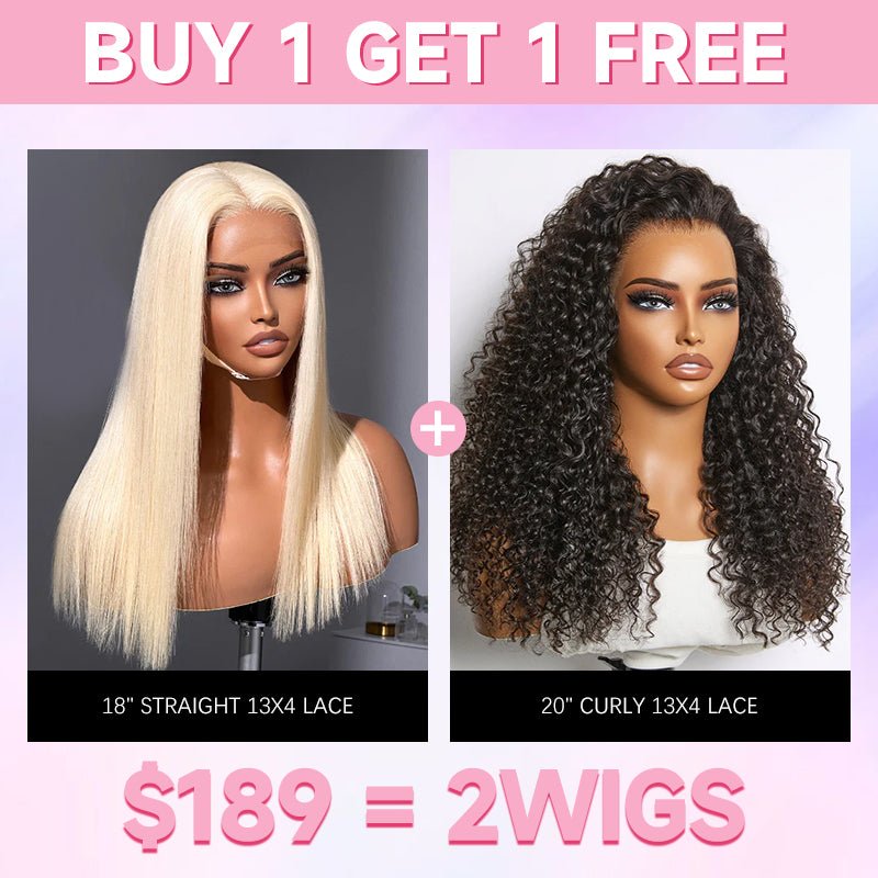 $189 = 2 Wigs | 18" Straight 13x4 Lace + 20" Deep Wave 13x6 Lace