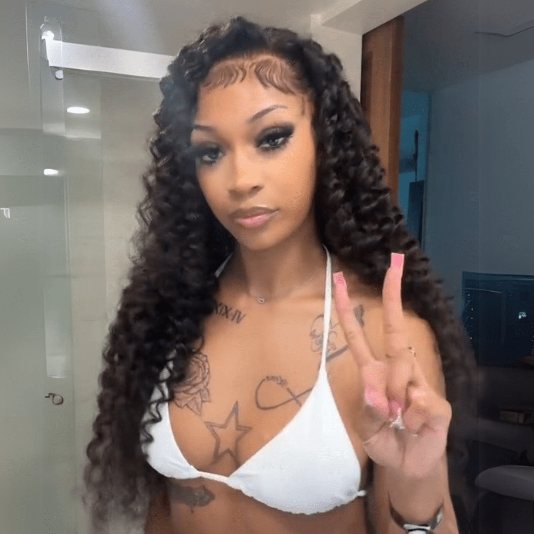 24 Hours Shiping $199=30inch Black Curly Hair 13x4 HD Lace Front Wig 100% Virgin Human Hair Wigs Pre Plucked Hairline No Code Needed - GeetaHair