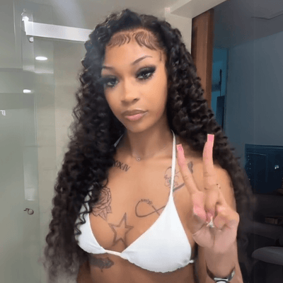 24 Hours Shiping $199=30inch Black Curly Hair 13x4 HD Lace Front Wig 100% Virgin Human Hair Wigs Pre Plucked Hairline No Code Needed - GeetaHair