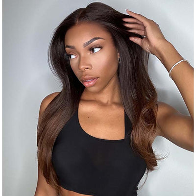 Pre Bleached Knots Wear and Go Straight Wigs 13x4 HD Lace Front Wig Human Hair Ombre Colored Wig 180% Density - GeetaHair