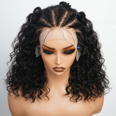 Bogo Sale $199= 16” Braided Water Wave Wig + 14” 99J Straight Bangs Wig - GeetaHair