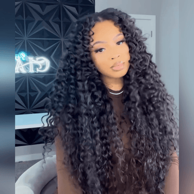 Pre Bleached Curly Wave Wig 13x4 HD Lace Front Wig Pre Plucked Kinky Curly Human Hair Wig - GeetaHair