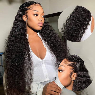 Deep Wave Human Hair Lace Front Wig Pre Plucked With Baby Hair Natural Hairline Glueless Wig Flash Sale - GeetaHair