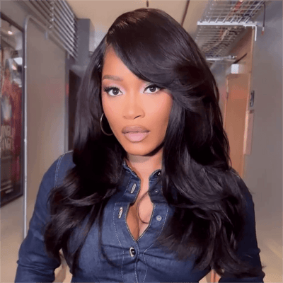 Body Wave Glueless Wig Side Part 7x5 Lace Front Wig With Side - Swept Bangs Pre Plucked - Geeta Hair - GeetaHair