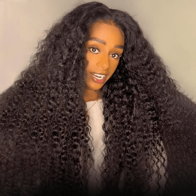 Tax Return Sale Black Curly Hair 13x4 HD Lace Front Wig 100% Virgin Human Hair Wigs Pre Plucked Hairline - Geeta Hair - GeetaHair