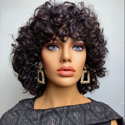 Lazy Girl Wigs Bouncy Wave Pixie Cut Glueless Bob Wig Bouncy Curl 13x4 Lace Front Wig No Code Needed - GeetaHair