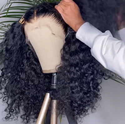 300% Density Water Curly Lace Front Human Hair Wigs 13x4 HD Lace Wear Go Glueless Wigs Pre Bleached Wigs - GeetaHair