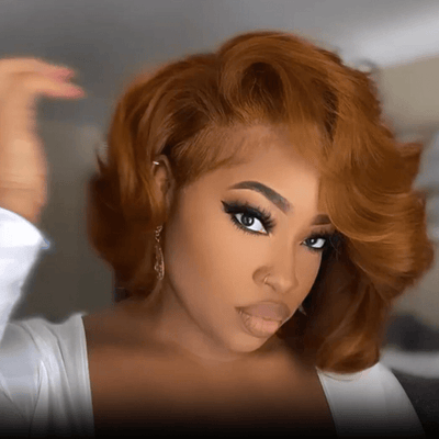 Ginger Orange Wear And Go Glueless Bob Wig Body Ocean Wave 13x4 Lace Front Pre Plucked Human Wigs - GeetaHair