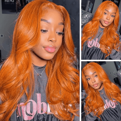 80% Off| Ginger Spice Orange Color 3D Body Wave 13x4 Pre Everything Lace Front Wigs Human Hair Wigs Flash Sale - GeetaHair