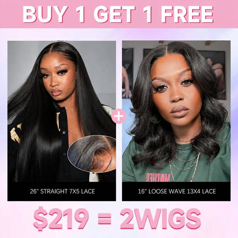 [USA Address Only] $219 = 2 Wigs | 26" Straight  + 16" Loose Wave Wig