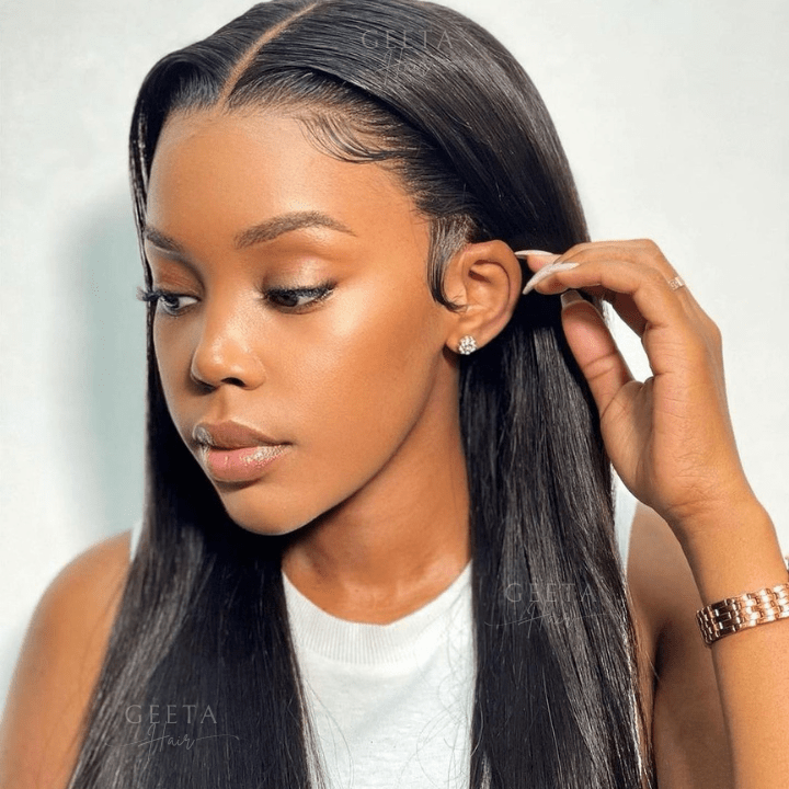 Geetahair Upgrade HD Lace Straight Wig Crystal Clear Lace Human Hair Wigs With Pre Plucked Natural Hairline - GeetaHair
