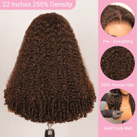 Chocolate Brown Burmese Curly Lace Front Colored Wig 100% Human Hair Wigs Curly Hair Flash Sale - GeetaHair