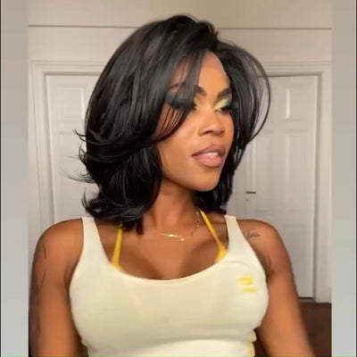 Short Bob Glueless Wigs Straight Natural 13x4 Lace Front Human Hair Wigs No Code Needed - GeetaHair