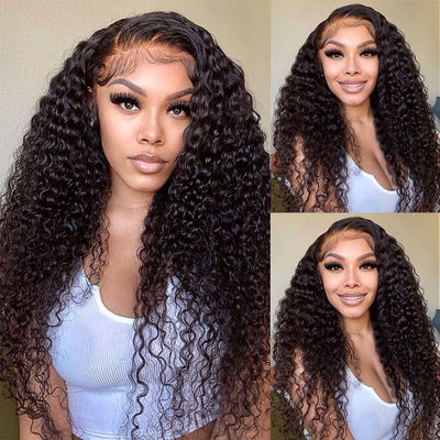 Deep Wave Human Hair Lace Front Wig Pre Plucked With Baby Hair Natural Hairline Glueless Wig Flash Sale - GeetaHair