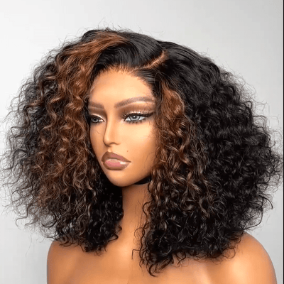 Wear and Go Glueless Wigs Highlight Ombre Short Bob Lace Front Wig Human Hair 180% Density - GeetaHair