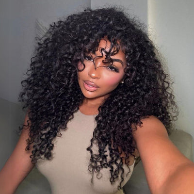 250% Density Spanish Curly Hair 13x4 HD Transparent Lace Front Wig Natural Human Hair Wig - Geeta Hair - GeetaHair