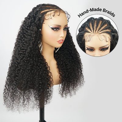 24 Hours Shipping Ready And Go Glueless Pre Braided Wig Burmese Curl 7x5 Pre Cut Lace Human Hair Wigs Braided Lace Front Wigs - GeetaHair