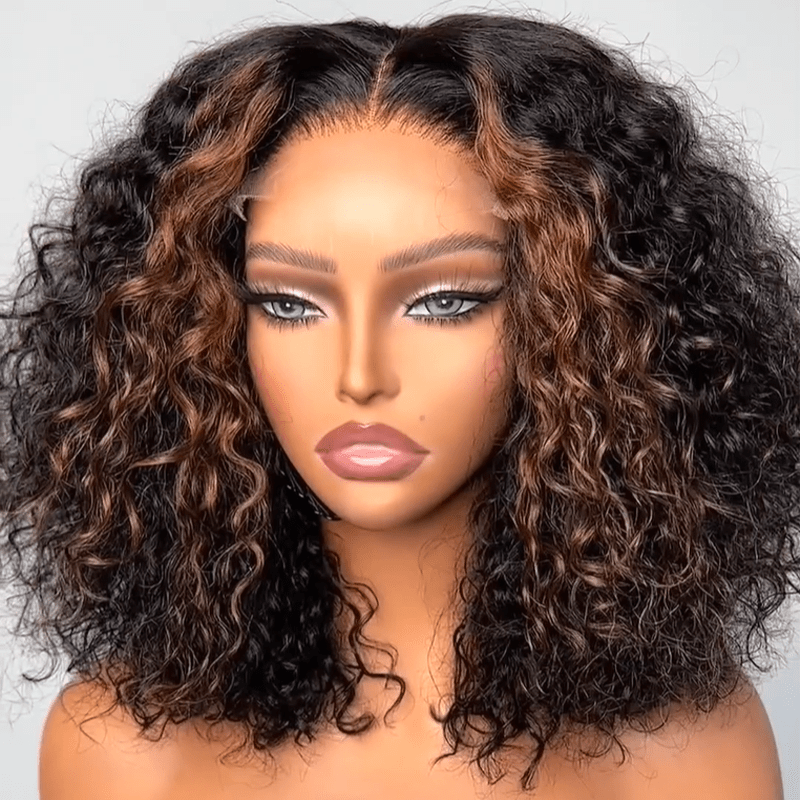Wear and Go Glueless Wigs Highlight Ombre Short Bob Lace Front Wig Human Hair 180% Density - GeetaHair