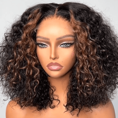 Wear and Go Glueless Wigs Highlight Ombre Short Bob Lace Front Wig Human Hair 180% Density - GeetaHair