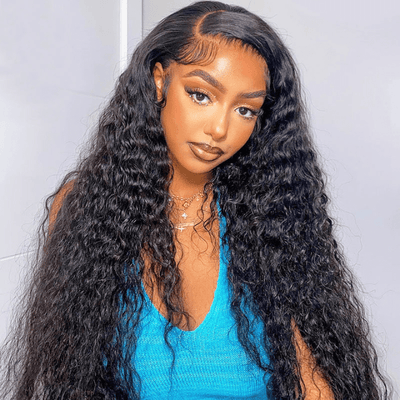 13x4 HD Transparent Lace Front Deep Wave Natural Black Human Hair Wig Pre Plucked Hairline With Baby Hair - Geeta Hair - GeetaHair
