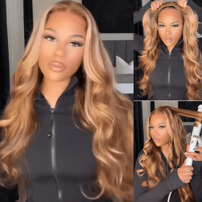 Body Wave Hair Honey Blonde Highlight 13x4 Hd Transparent Lace Front Wig 100% Virgin Human Hair Wig - Geeta Hair - GeetaHair