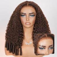 Chocolate Brown Burmese Curly Lace Front Colored Wig 100% Human Hair Wigs Curly Hair Flash Sale - GeetaHair