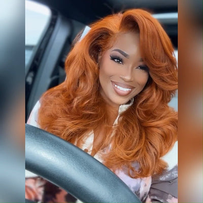 Orange Ginger 13x4 Lace Front Wigs Body Wave HD Lace Human Wigs Pre Plucked 180% Density - GeetaHair