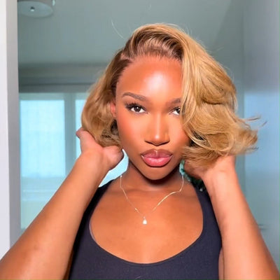 #4/27 Colored Wigs Natural Wavy 13x4 Lace Front Human Hair Wig Pre Plucked 250% Density No Code Needed - GeetaHair
