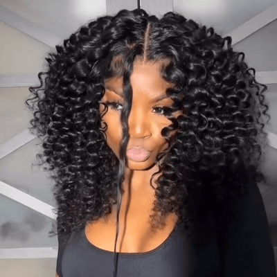 Full 300% Density Bouncy Loose Wave Glueless Wig 13x4 HD Lace Front Wig Pre Plucked Hairline 100% Real Bouncy Curly Human Hair Wig - GeetaHair