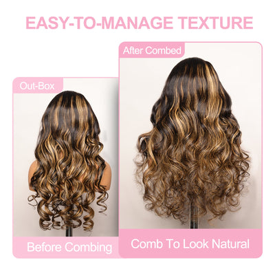 Loose Wave 13x4 Lace Front Wig Highlight Blonde 100% Human Hair Wigs Pre Plucked Hairline Daily Deal - GeetaHair