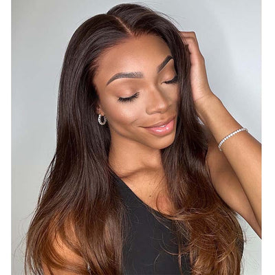 Pre Bleached Knots Wear and Go Straight Wigs 13x4 HD Lace Front Wig Human Hair Ombre Colored Wig 180% Density - GeetaHair