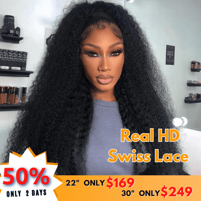 No Code 50% OFF Flash Sale: Glueless 6x4.5 Kinky Curly Pre Cut HD Transaparent Lace Human Hair Wigs - Only 2 Days - GeetaHair