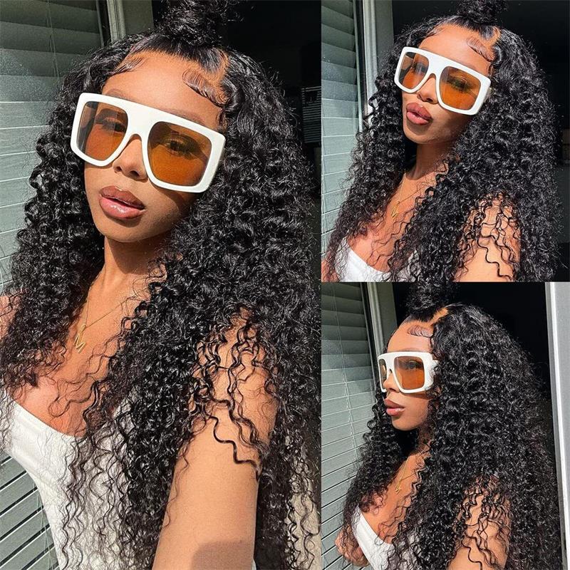 Tax Return Sale Black Curly Hair 13x4 HD Lace Front Wig 100% Virgin Human Hair Wigs Pre Plucked Hairline - Geeta Hair - GeetaHair