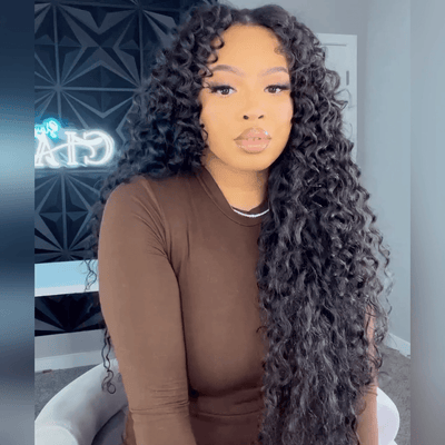 Pre Bleached Curly Wave Wig 13x4 HD Lace Front Wig Pre Plucked Kinky Curly Human Hair Wig - GeetaHair