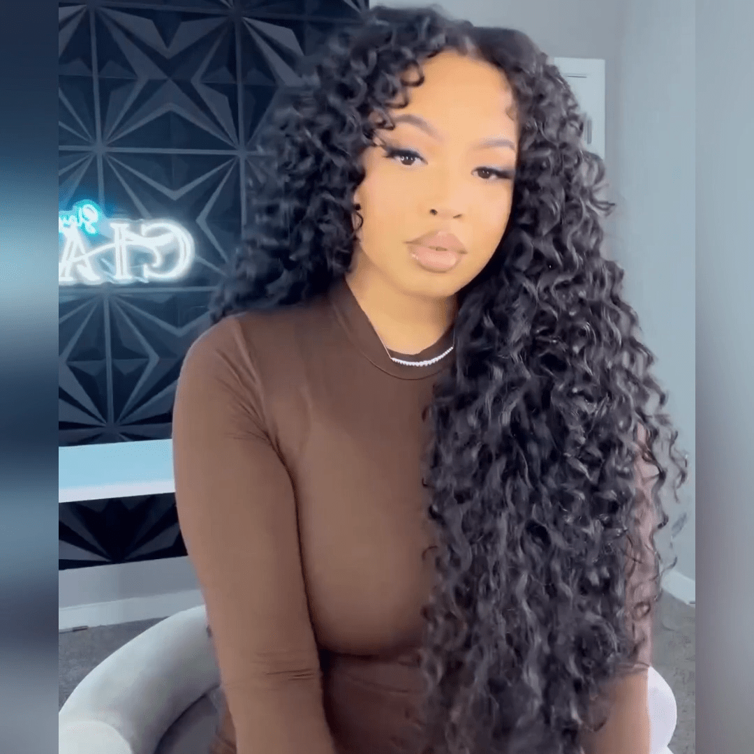 Pre Bleached Curly Wave Wig 13x4 HD Lace Front Wig Pre Plucked Kinky Curly Human Hair Wig - GeetaHair