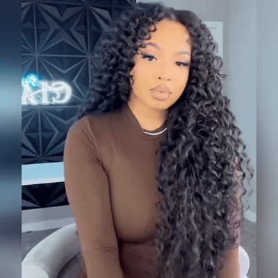 Pre Bleached Curly Wave Wig 13x4 HD Lace Front Wig Pre Plucked Kinky Curly Human Hair Wig - GeetaHair
