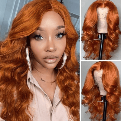 80% Off| Ginger Spice Orange Color 3D Body Wave 13x4 Pre Everything Lace Front Wigs Human Hair Wigs Flash Sale - GeetaHair
