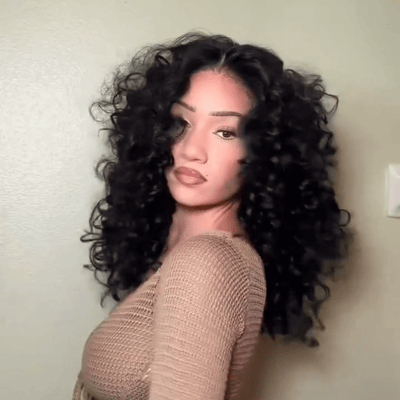Geeta Full 300% Density Bouncy Curl 13x4 Lace Front Glueless Human Hair Wigs Pre Plucked Pre Cut Lace Front Wigs - GeetaHair