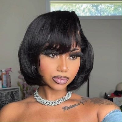 Pixie Cut Silky Straight Short Bob Glueless Wigs 13x4 Lace Front Human Hair Wigs No Code Needed - GeetaHair