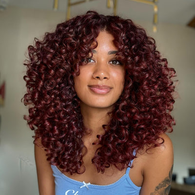 Geeta 300% Density Lazy Girl Glueless Wigs Ginger Brown Bouncy Wave 13x4 Lace Front Human Hair Wigs Brown Black Hair Root Curly Wig With Bangs - GeetaHair