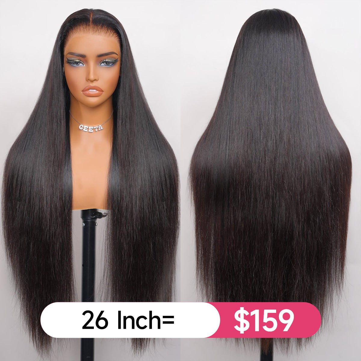 [USA Address Only] Natural Black Straight Transparent Lace Glueless Wig