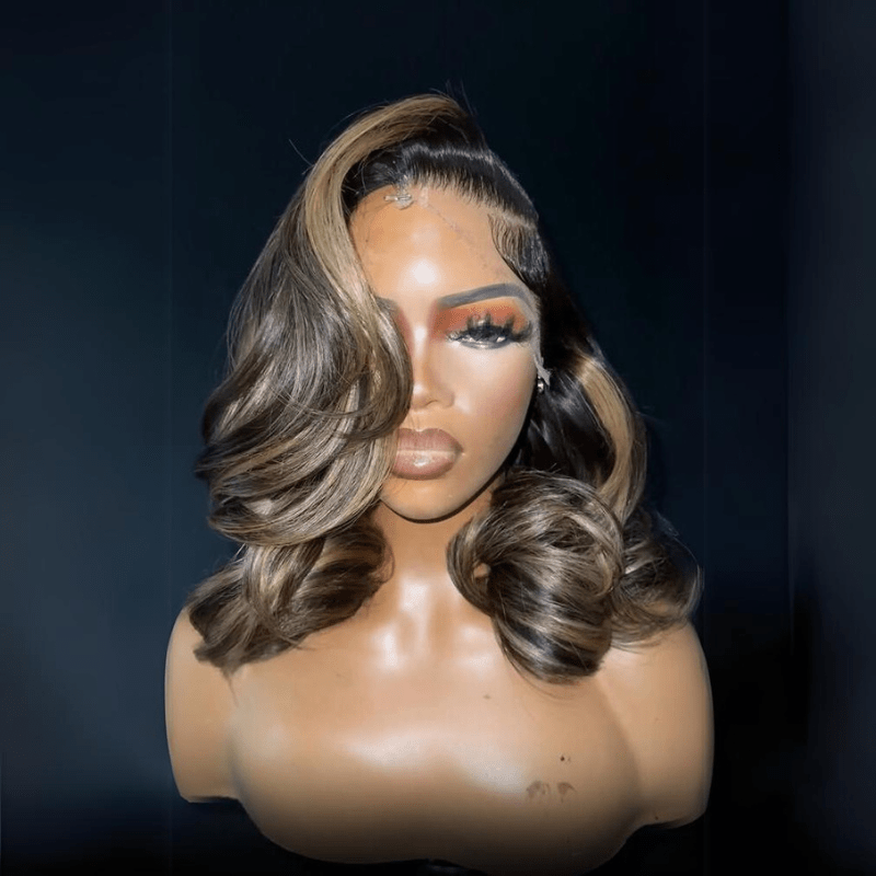 Glueless Luxury Wigs Layers Bob Body Wave Honey Blonde 13x4 Lace Front Wig HD Lace Human Hair Wigs - GeetaHair