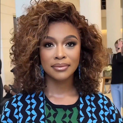 Brown Bob Glueless Wigs Short Wavy Human Hair 13x4 Lace Front Wig Pre Plucked 250% Density No Code Needed - GeetaHair
