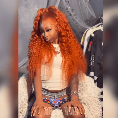 Geeta Ginger Color Wig Curly Hair 13x4 HD Lace Front Wig 100% Virgin Human Hair Wig Natural Hairline With Baby Hair - GeetaHair