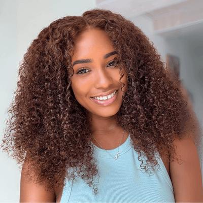 Sapphieruiz Same Wig | Geeta Hair Chocolate Brown Glueless Wig Pre Cut 4x6 Full Curly Colored Lace Human Hair Wigs - GeetaHair